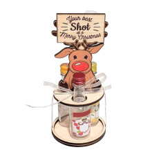 Porte-bouteilles miniature en bois MOQIN – Décoration Père Noël et Pingouin, rangement pour boissons avec motifs d'animaux, accessoires de bar