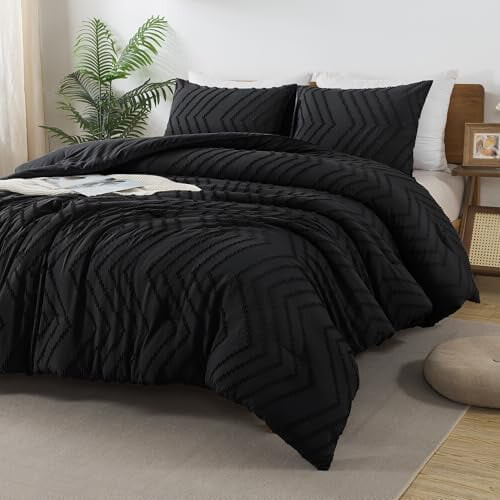 Black Boho King Comforter Set Microfiber 3-Piece 2