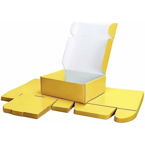 Κίτρινα κουτιά αποστολής δώρων 12x9x4" (συσκευασία των 20), με καπάκι που κλείνει με