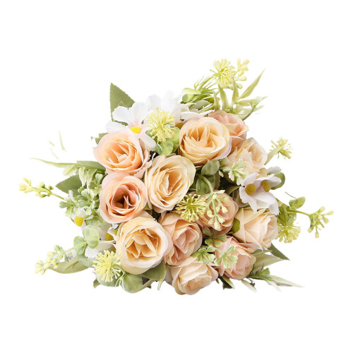 Bouquet di rose artificiali con margherite e fogliame 1
