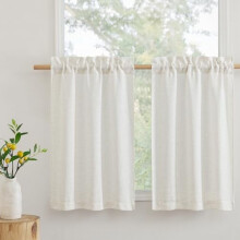 Ablaktető drapéria 90 cm hosszú, fényszűrő vászon textúrájú, mosógépben mosható, 102 cm széles x 80 cm hosszú, 2 paneles –
