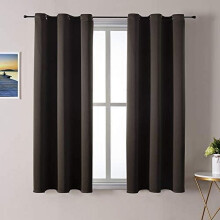 Brownout Curtains 48 inches Long for Bedroom - 2 Panels Set Grommet Thermal Insulated Room Darkening Curtains for Living Room (Brown, 42 x 48 Inch)