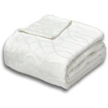Soft Cozy Fleece Queen Size Blanket, 90x90 Inches – Lightweight Plush Blanket for Bed, Fuzzy 3D Jacquard Design - Ivory White