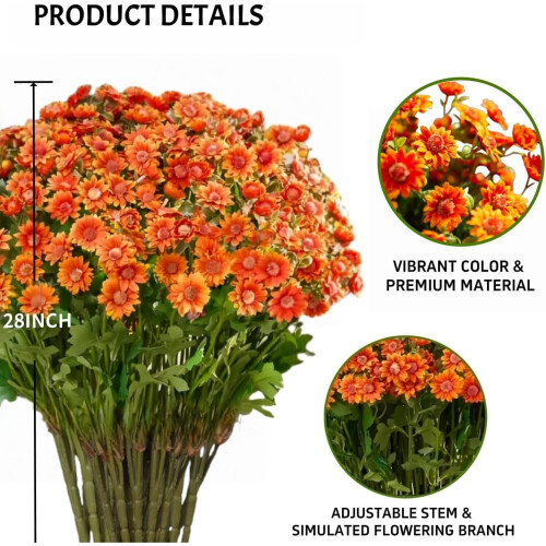Artificial Chrysanthemums UV-Resistant Outdoor Fall Flowers 2