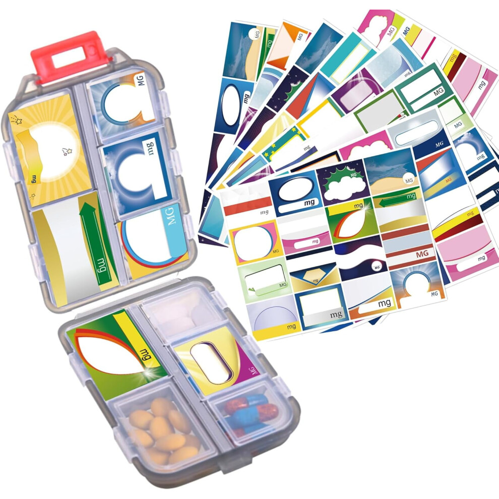 Gray 1Pack Travel Pill Organizer, 10-Compartment Portable Pill Box For On-The-Go Â With 156 Stickers