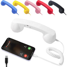 Retro telefonlur med typ-C-kontakt, fast telefonmottagare i vintagestil för smartphones