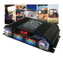 DC 12V 4 Channel Power Amplifier Car Amplifier System Stereo Box 4 Voice Channel FM U Disk Player,Easy to Operate