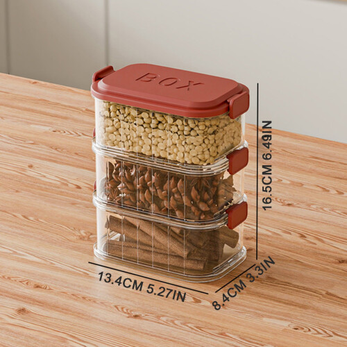 3-Tier Stackable Storage Box with Divided Tray 1 Pack 2