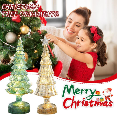 Mercury Glass Christmas Tree Lamp Silver Green 2