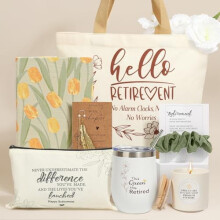 Retirement Gift Set for Her – Journal, Tumbler, Tote &