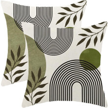 Capas de almofada boho em linho, 45x45cm, verde sálvia – Conjunto de 2