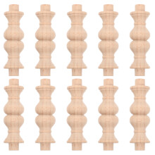 10Pcs Wood Spindles Roman Pillar Khaki Treated Wood Baluster For Diy Projects Home Decor 2.44X0.71X0.71In