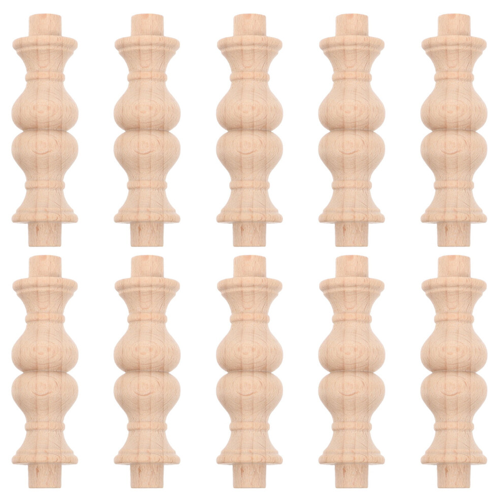 10Pcs Wood Spindles Roman Pillar Khaki Treated Wood Baluster For Diy Projects Home Decor 2.44X0.71x0.71in 9329345971365