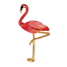 Broszka z czerwonym emaliowanym flamingiem, broszka z motywem ptaka, damska, szalik ze zwierzątkiem, biżuteria ze stopu czerwonego
