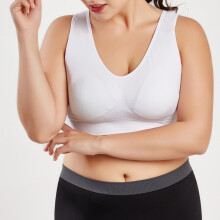 Reggiseno sportivo Lulshou da donna – Tinta unita, taglie forti, ultra sottile, senza ferretto, coppa intera, comodo (bianco, XXXXL)