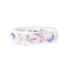Women Butterfly Cubic Zirconia Inlaid Finger Ring Wedding Party Jewelry-Pink+White
