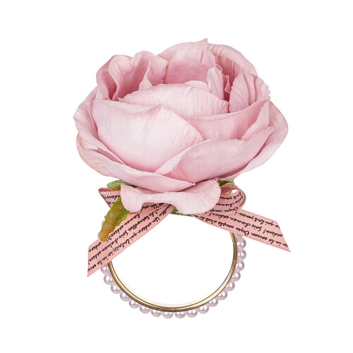Rond de serviette rose à motif floral (12 pièces) 1