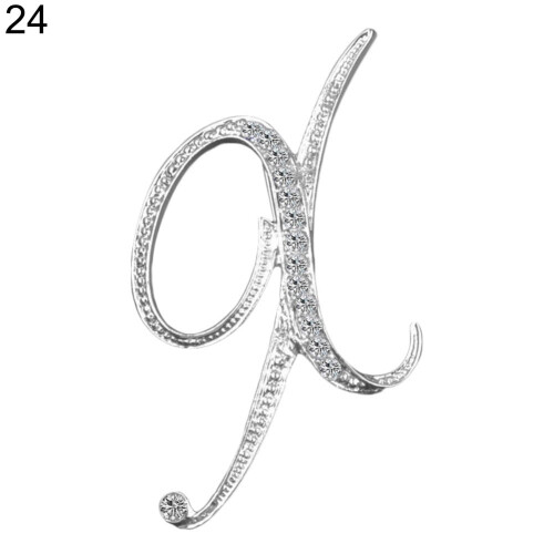 Ludlz1Pc Μοντέρνο Unisex Στολίδι Καρφίτσας με Στρας και Αγγλικά Γράμματα Αλφαβήτου AZ 1