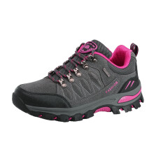 Kukoosong Women's Waterproof Hiking Sneakers, Low Top, Thick Sole, Non-Slip, Compatible with Outdoor Sports & Trekking – Gray, Size 8.5