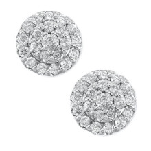 White Gold Plated 925 Sterling Silver Honeycomb Stud