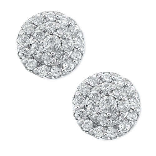 White Gold Plated 925 Sterling Silver Honeycomb Stud