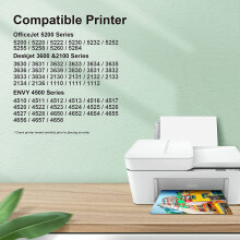 Cartucho de tinta negra JUNXIAO63XL compatible con HP63XL, funciona con OfficeJet3830/4650/5255/5258/4655/4652/3833, Envy4520/4512, DeskJet1112/3630