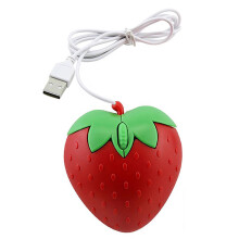 Ratón adorable con diseño de fresa, ergonómico, con agarre cómodo, conexión USB plug-play, ratón óptico silencioso para portátil, tableta y
