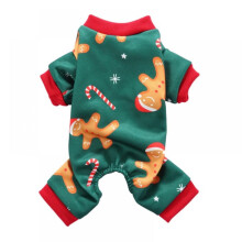 Pyjama de Noël pour chien JUNWELL, motif bonhomme en pain d'épice, idéal pour les petits et moyens chiens. Matière douce et extensible pour les
