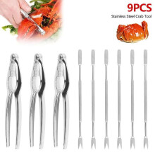Ensemble de 9 pinces Ă homard et pics Ă crabe - Casse-noix et fourchettes Ă fruits de mer en acier inoxydable - Compatible lave-vaisselle