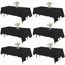 Sort polyester rektangulær dug 60 x 102 tommer 6-pak