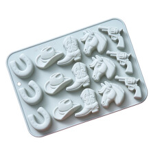 Flexible Baking Molds Cowboy Theme Fondant Moulds Silicone-Blue