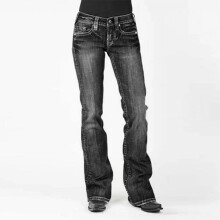 Výprodej 2025, Dámské strečové džíny Boot Cut s středně vysokým pasem, retro volný střih, zeštíhlující džínové kalhoty, vintage