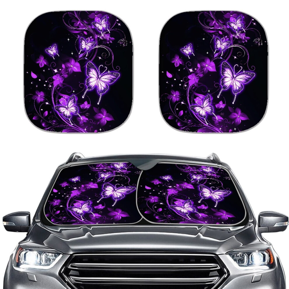 Butterfly Car Windshield Sun Shade, 28.5"X25.5", Folding & Easy Install, Compatible With Most Vehicles Purple 9402001903938