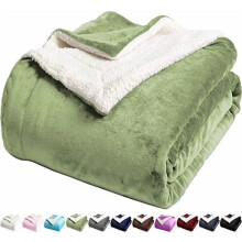 Sherpa Fleece Twin Blanket – Super Soft, Reversible, Cozy Microfiber Throw, Sage Green