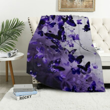 Purple Butterfly Flannel Throw Blanket (40x50in) – Mothers Day, Get Well Gift for Women, Compatible with Couch & Bed