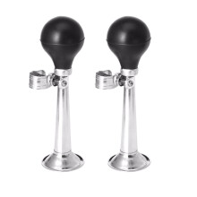 2PCS 9 inch Mountain Bike Air Horn Loud Iron Handlebar Horn Alarm Plating Cycling Bell Alarm Trumpet (Black) 2.36x2.36x7.86in