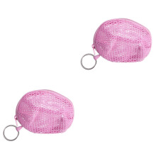 Münzgeldbörse, 2er-Pack, kleine Geldbörse, Mini-Tasche, einfacher Schlüsselanhänger, Netzaufbewahrung, Kosmetiktasche, rosa Metall, Nylon,