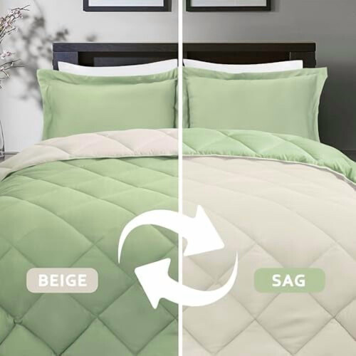 Sage Green King Comforter Set Reversible 3 Piece 1