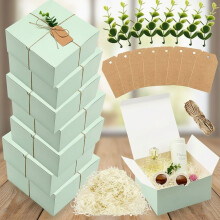 Lot de 8 boîtes cadeaux en papier vert 8x8x4 pouces avec couvercles