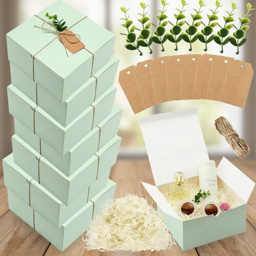 8-pack 20 x 20 x 10 cm gröna presentaskar med lock