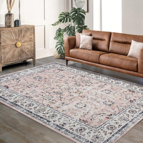 Boho Blomsterteppe 1,5 x 2,1 m Lavluvet Vaskbart Sklisikkert 2