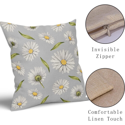 Μαξιλαροθήκες Daisy Άνοιξη/Καλοκαίρι 16x16, Σετ 2 τεμαχίων, Λευκά Λουλούδια Ακουαρέλας 2
