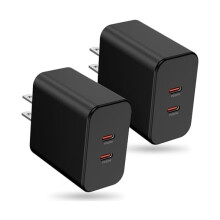 ZC40W Kaksois-USB-C-laturilohko, 2-porttinen nopea seinälaturi kannettavalle tietokoneelle/tabletille/puhelimelle – yhteensopiva iPhone