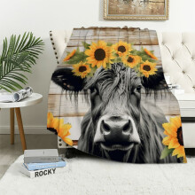 Manta de franela con estampado de vaca de las Tierras Altas – Bonita manta con estampado de animales de granja, compatible con mujeres, niñas y