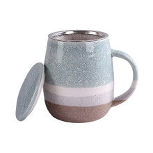 ACDANC13.5oz Reactive Glaze Tea Cup z zaparzaczem i pokrywką, ceramiczny kubek do parzenia, nadaje się do mikrofalówki i zmywarki, nadaje się do