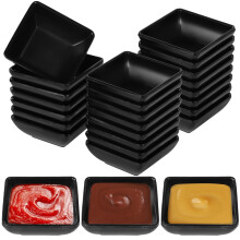 24 Black Square Plastic Sauce Bowls