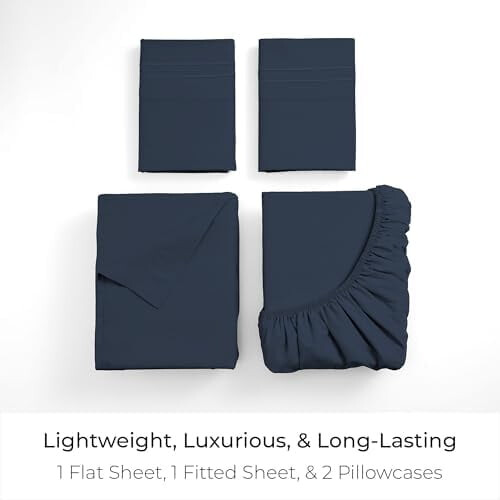 Microfiber Bed Sheet Set Queen Navy Blue 4-Piece 1