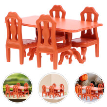 Ensemble table et chaises miniatures pour enfants – Résine marron, 5 pièces