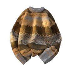 Pulls de Noël moches pour hommes, style rétro, automne-hiver, col rond épais, pull ample et décontracté en maille