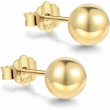 ZLC18K Gold Plated Sterling Silver Ball Stud Earrings 3mm-10mm Options, Simple Polished Ball Studs Hypoallergenic Jewelry